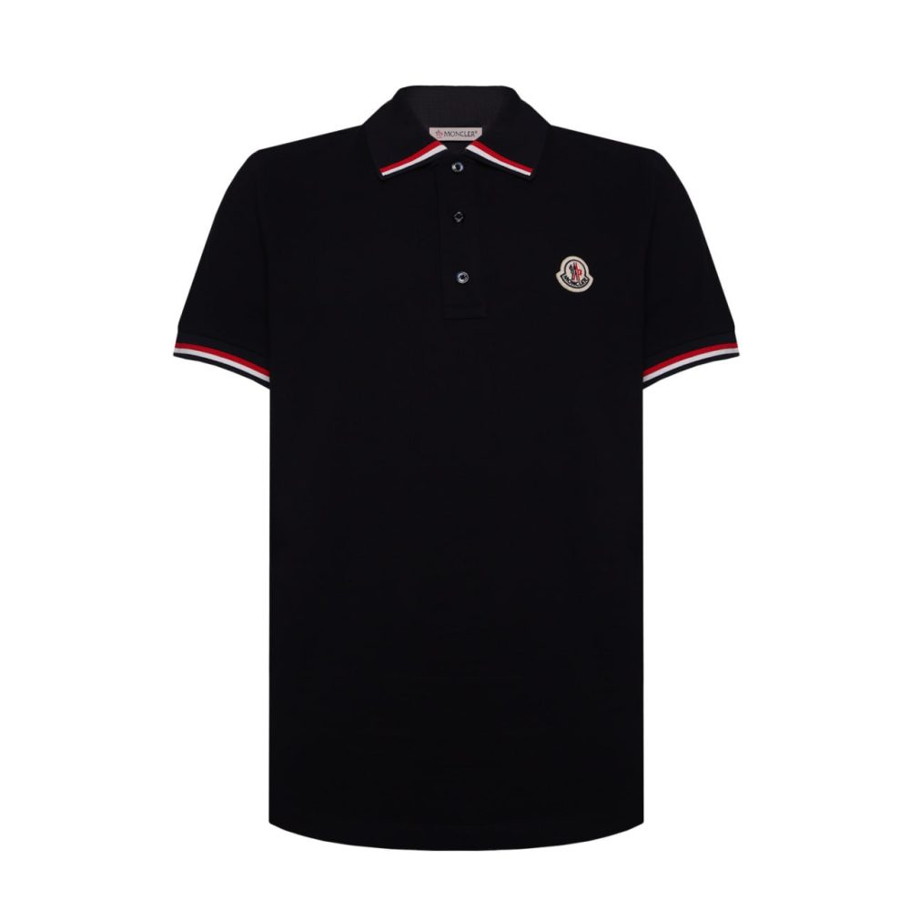 Футболка поло Moncler Collar Stripe - Black
