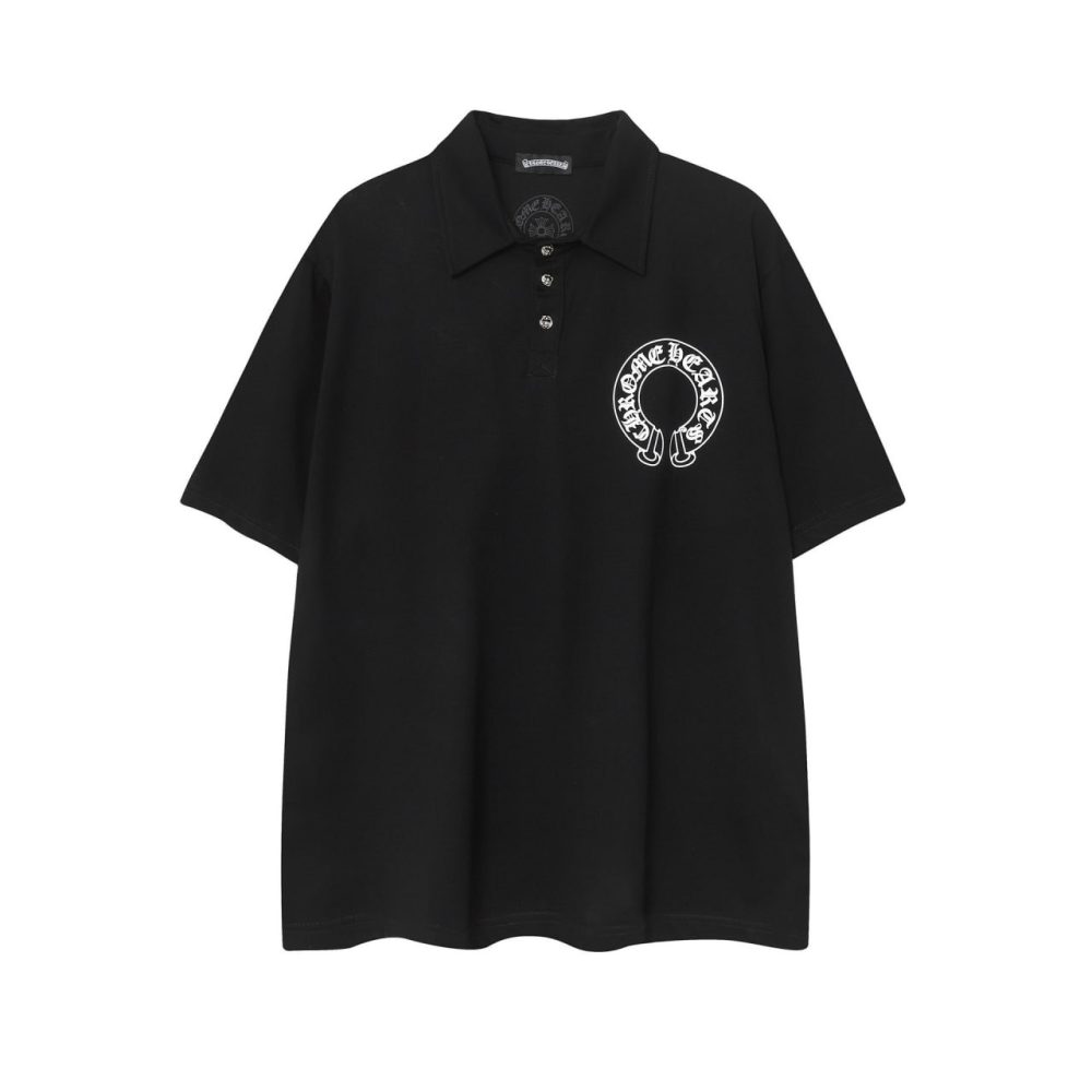 Футболка Поло Chrome Hearts Horseshoe Logo - Black