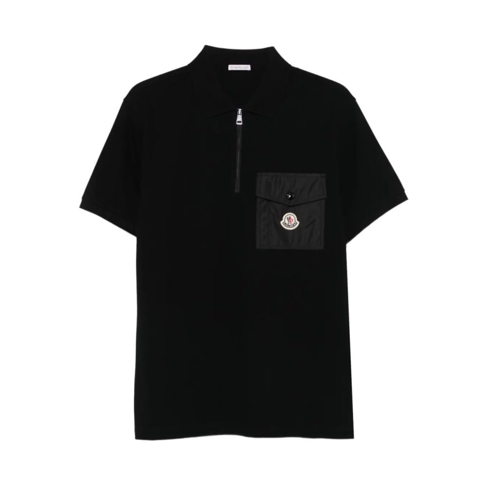 Футболка Поло Moncler Half Zip Patch Pocket - Black