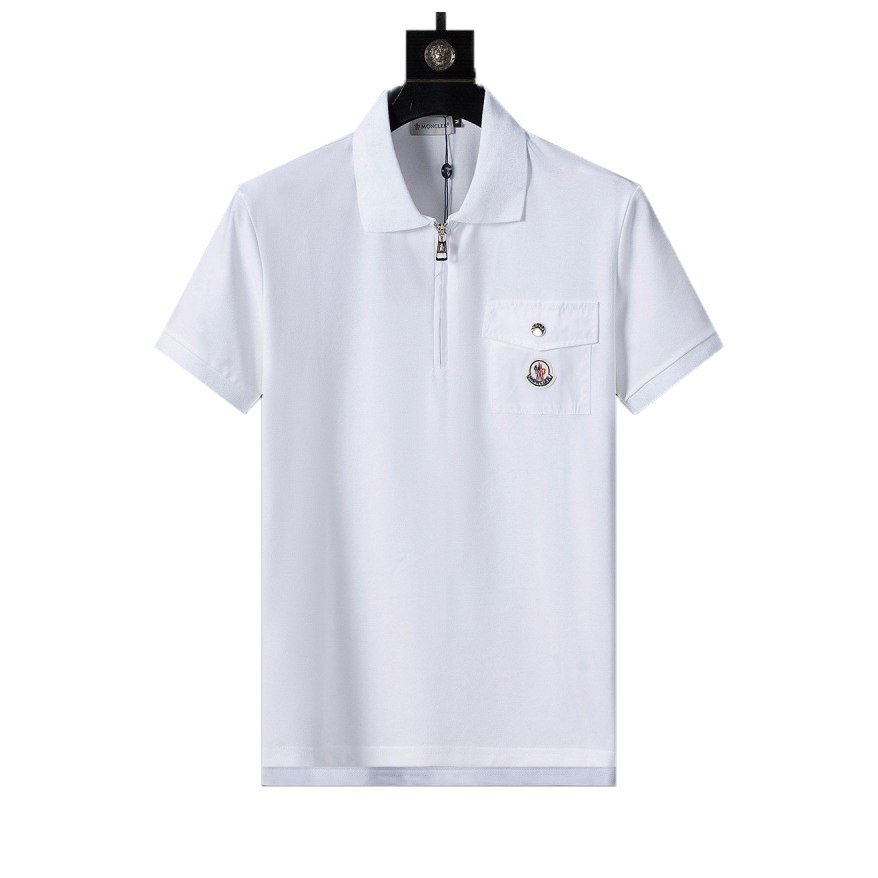 Футболка Поло Moncler Half Zip Patch Pocket - White