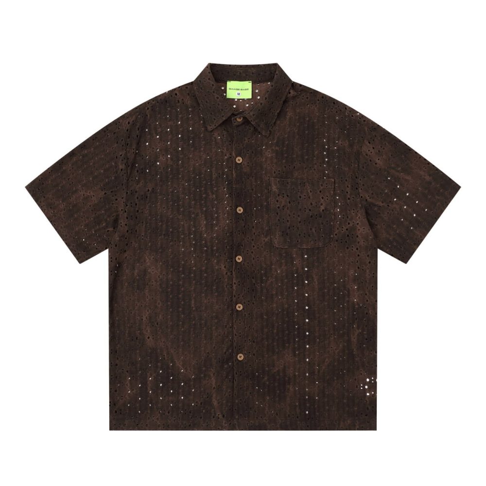 Рубашка Retro Knit Textured Loose Shirt - Brown
