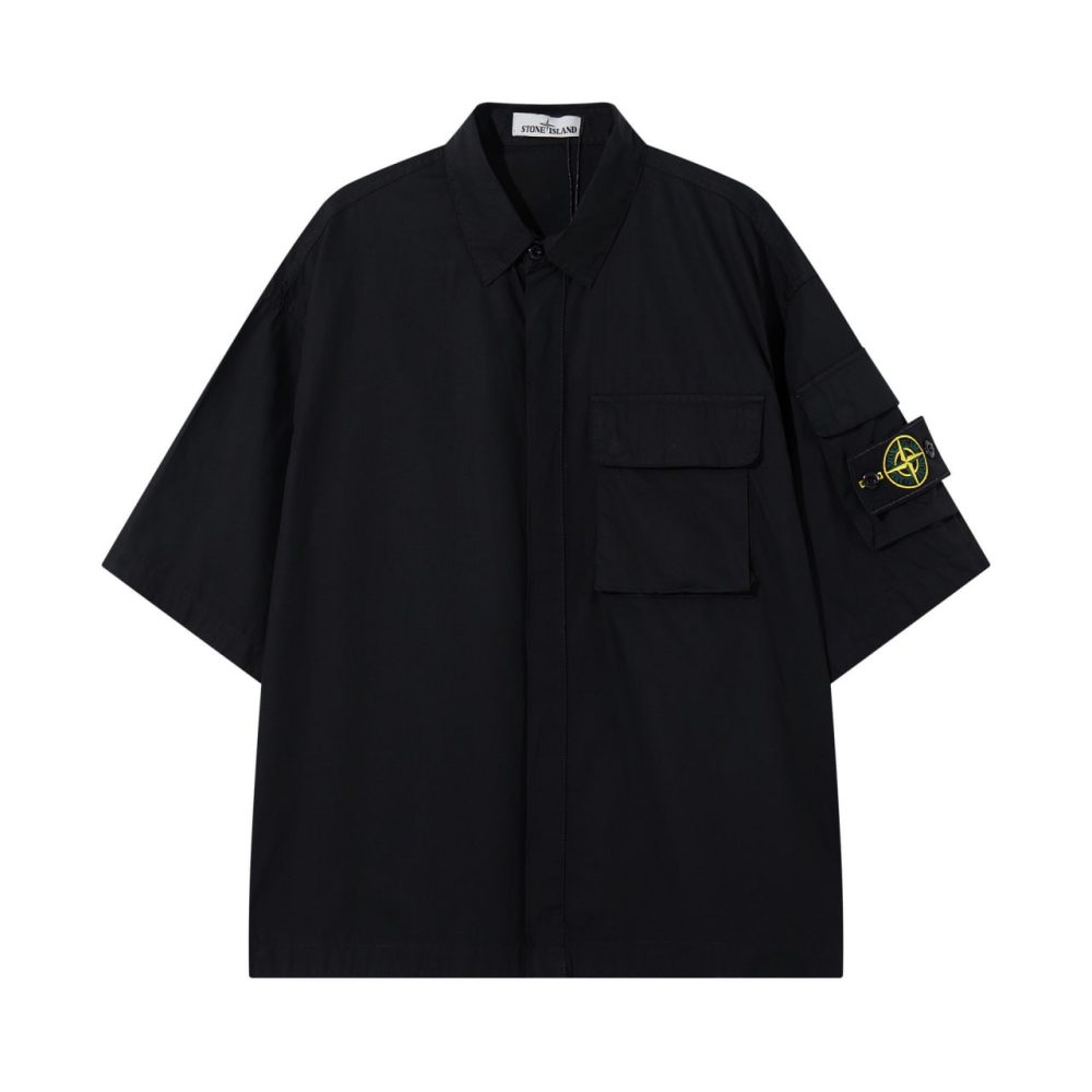 Рубашка Stone Island Short Collar Shirt - Black (с дефектом)