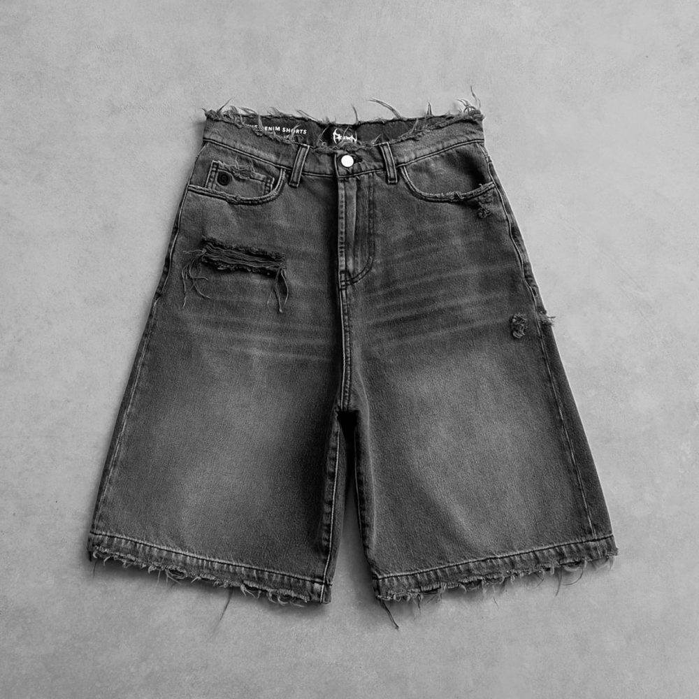 Шорты Baggy Denim Destroyed Jorts - Washed Black