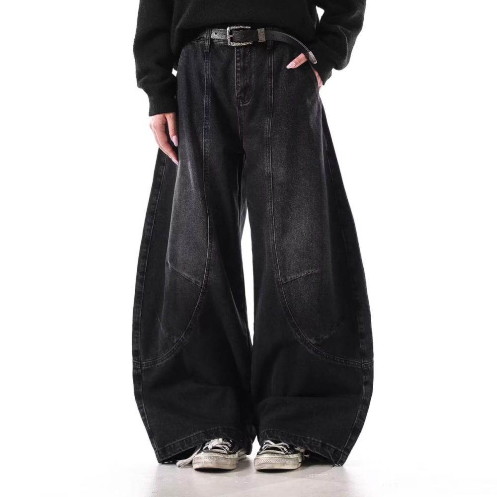 Super Baggy Orbit Curve Jeans - Wash Black