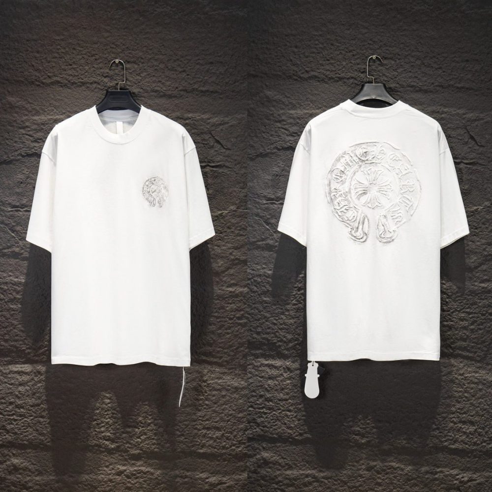 Футболка Chrome Hearts Horseshoe Logo Embroidered - Snow Ice