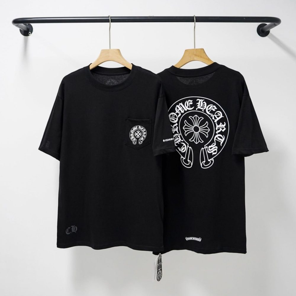 Футболка Chrome Hearts Horseshoe Pocket Logo - Black