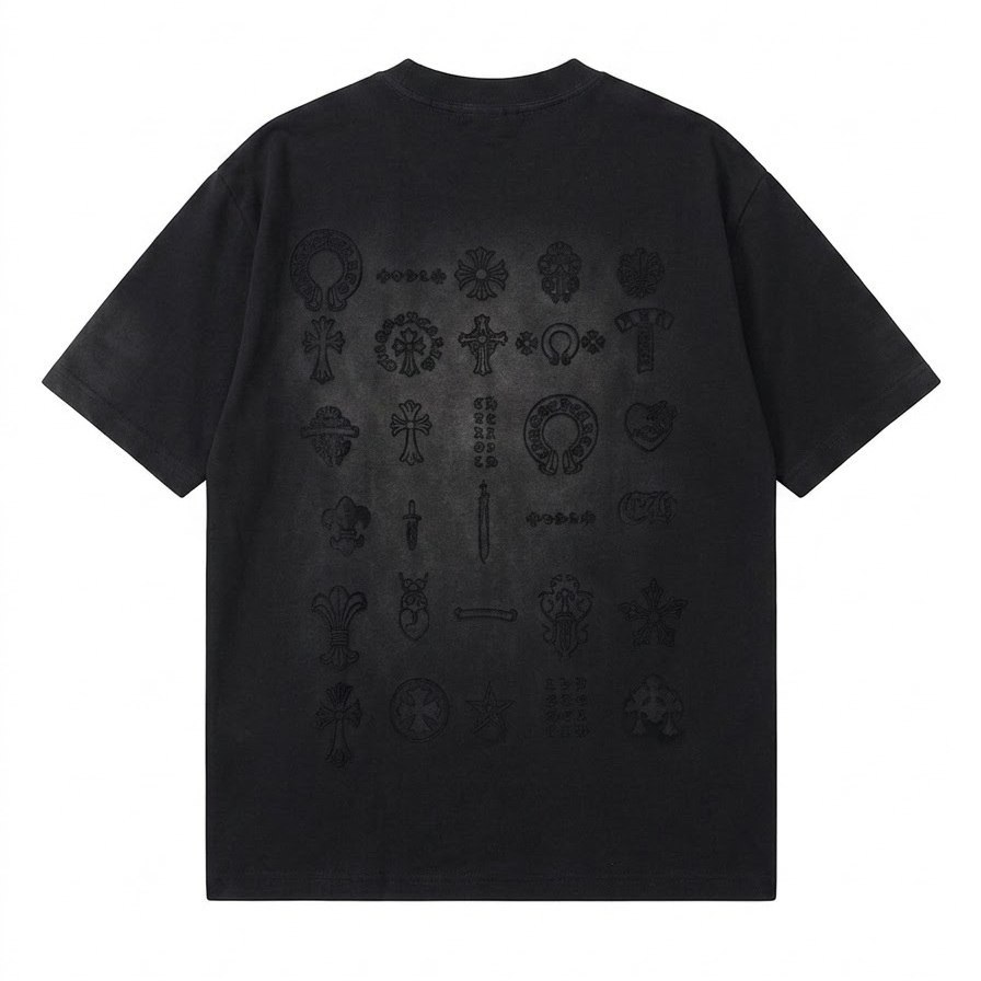 Футболка Chrome Hearts Multi Logo - Vintage Washed Black
