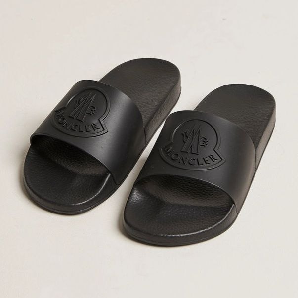 Moncler Basile Rubber Slides "Triple Black"